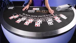 Live dealer at wika blackjack table dealing cards from a shoe